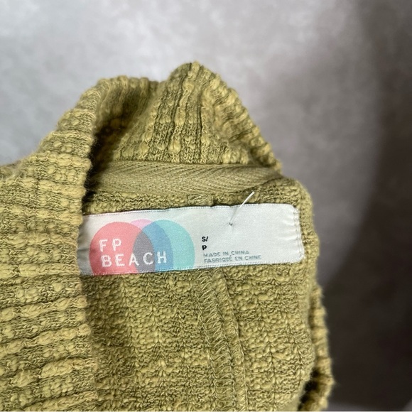 Free People FP Beach Gulfport Pullover Tie Waist Sweater In Green Women's Sz S - Picture 9 of 9